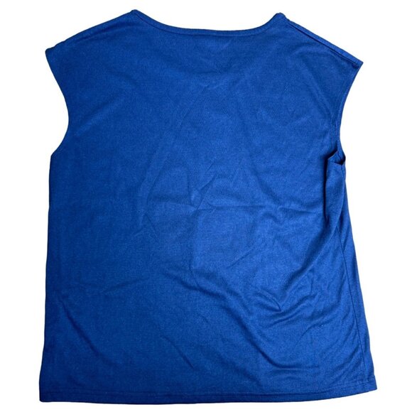 Navy Sleeveless Anchor Graphic Top L 14/16 Polyester NO BRAND - Picture 2 of 4